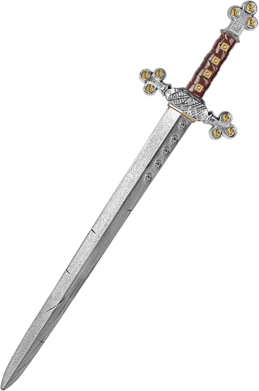 Espada de juguete de caballero cruzado, espada de plástico de 27,5 pulgadas, accesorios de disfraz de guerrero medieval para Halloween, Cosplay, LARP, accesorios
