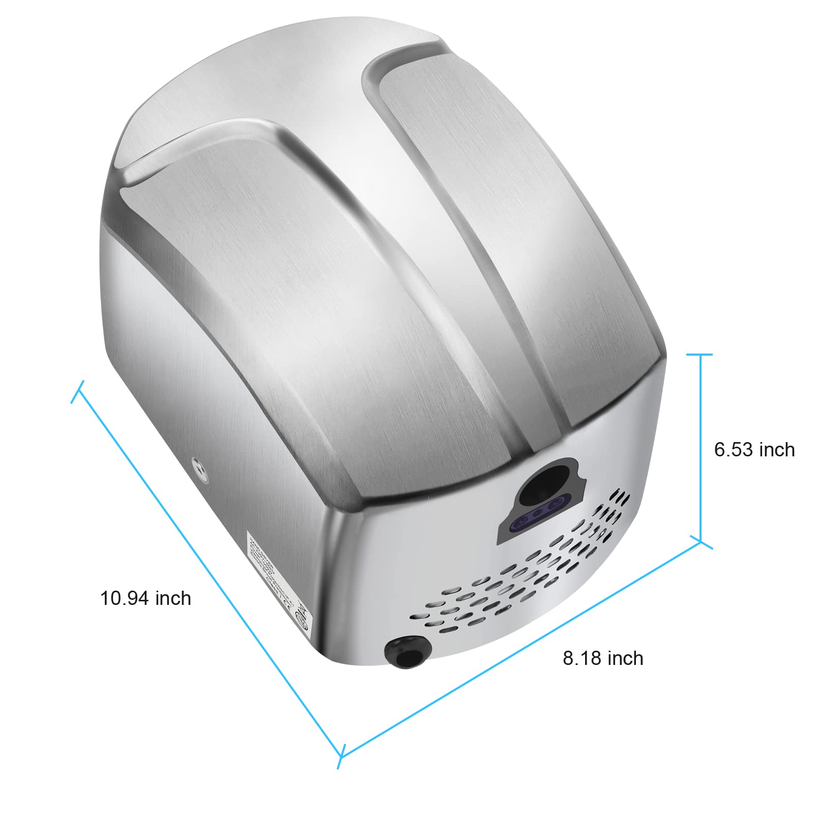 QL Asciugamani Elettrico ad Aria,Asciuga Mani Elettrico Automatico 1150W in Acciaio Inox con Filtro HEPA per Bagno,Commerciale Argento