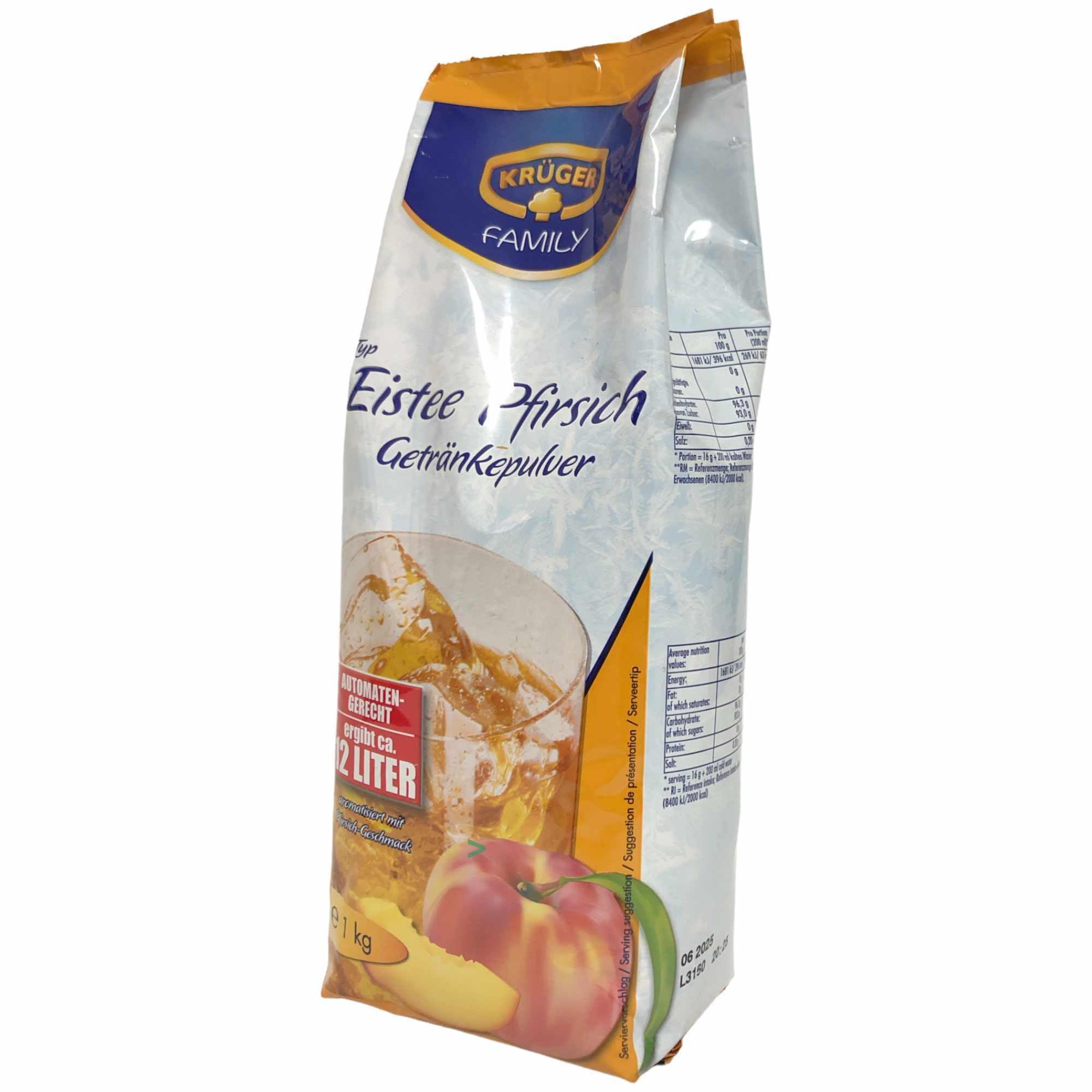 Krüger Eistee Pfirsich Getränkepulver 6er Pack (6x1kg Beutel) + usy Block