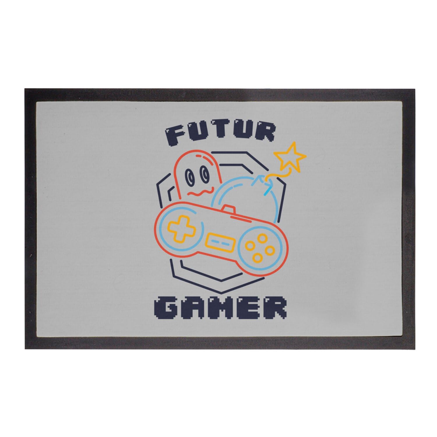 Paillasson gamer culture geek cadeau idéal tapis entrée gris 60x40 cm
