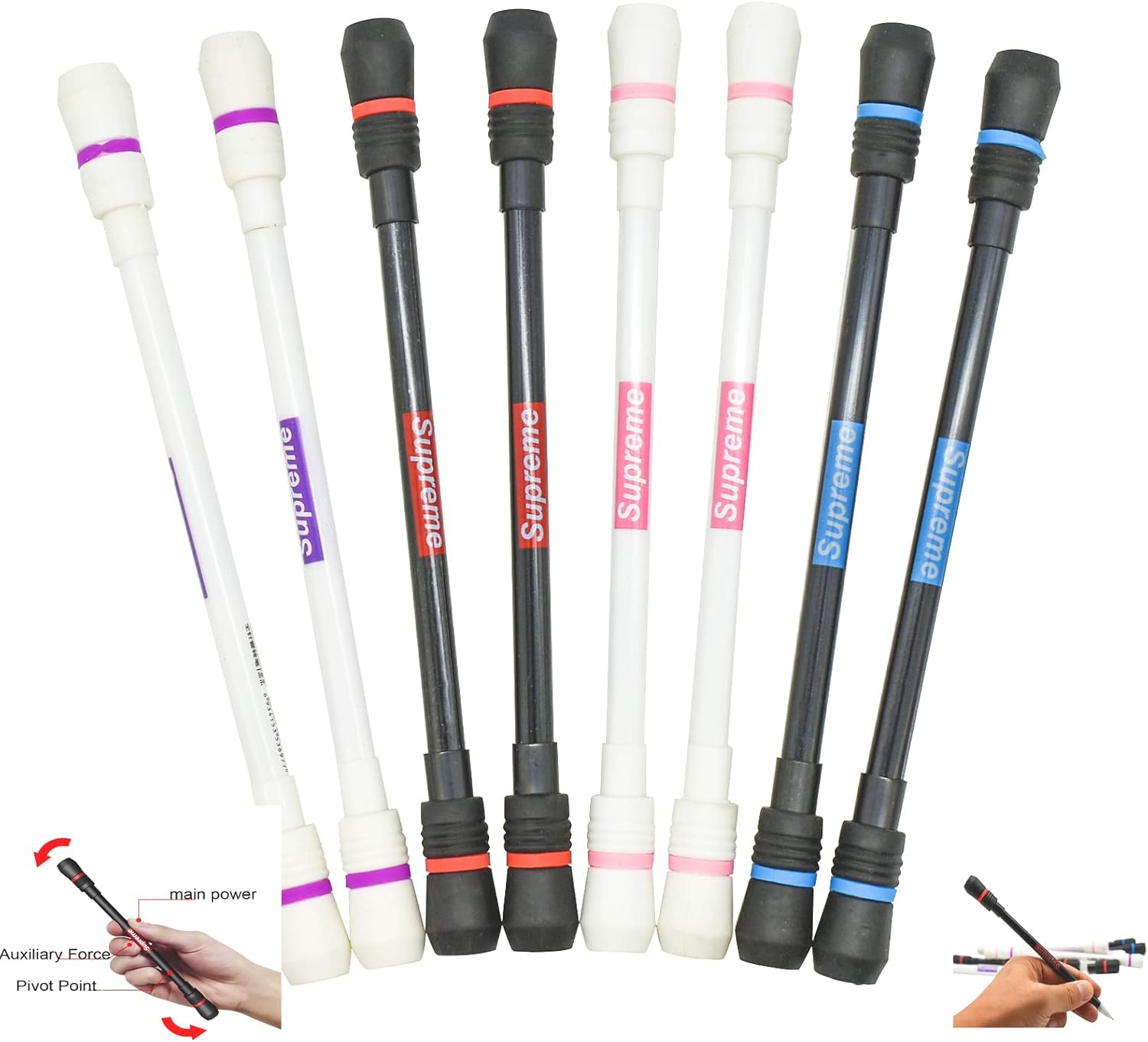 Lopenle 8PCS Spinning Pens Rolling Finger Rotating Writable Pen Gaming