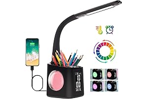 wanjiaone LED Desk Lamp with Clock: An Enriching Study Companion