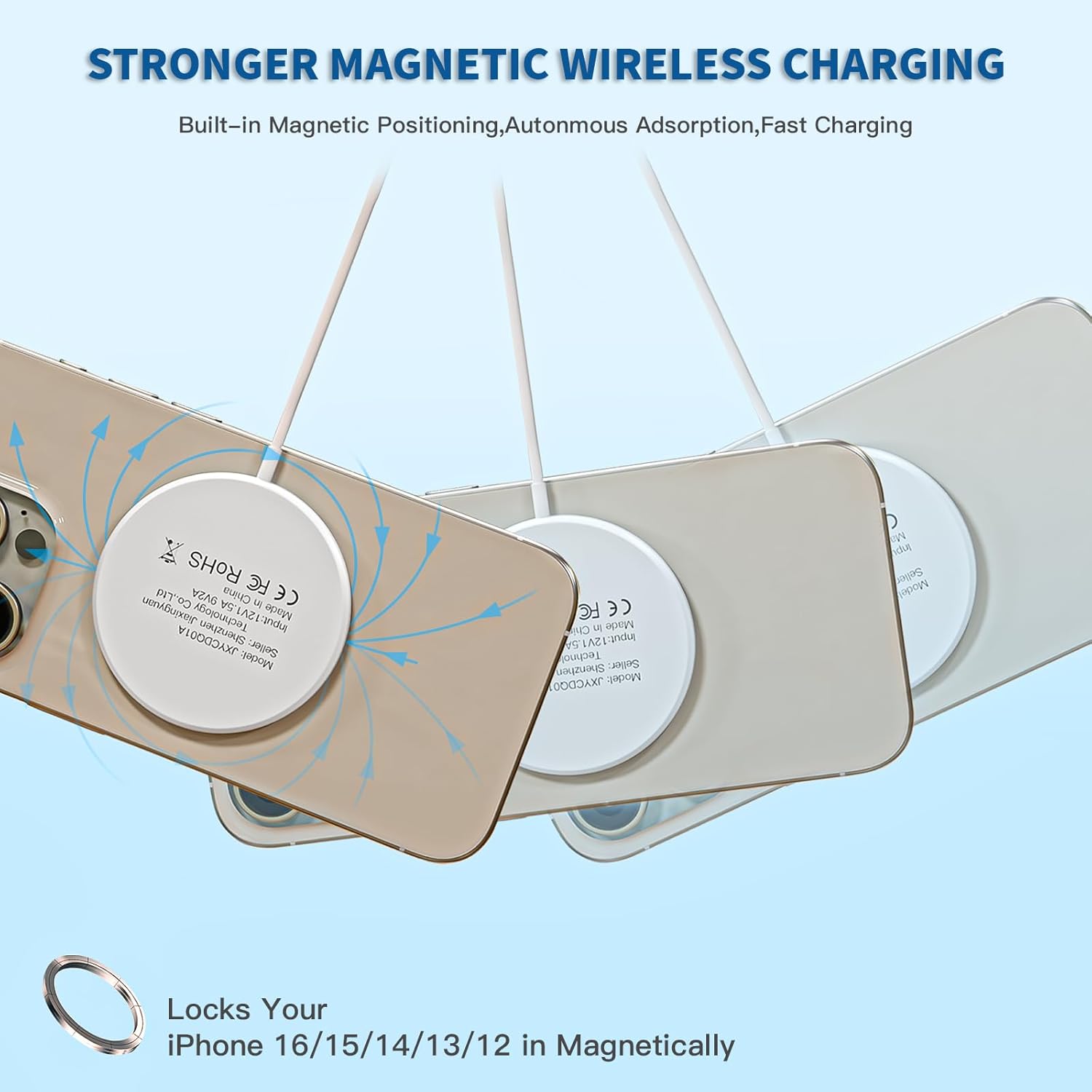 【Apple MFi Certified】Magnetic Wireless Charger 10FT Apple Magsafe Charger,2Pack Fast Mag-Safe Charging Wireless iPhone Charge Pad 10Foot USB C Block Adapter for iPhone 17 16 15 14 13 12 Series,AirPods