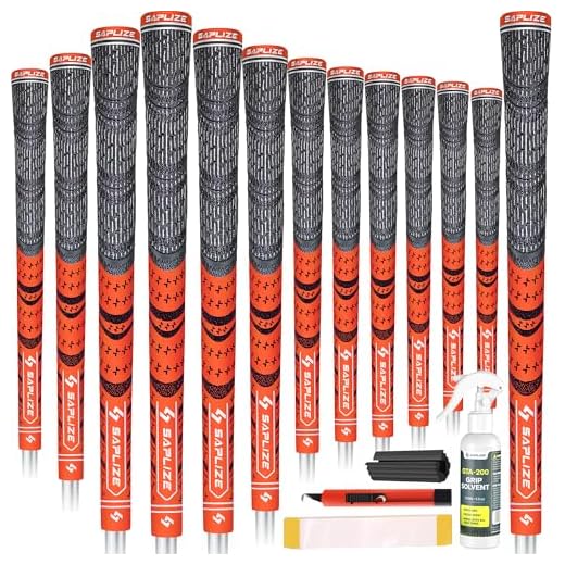 SAPLIZE Golfgriffe 13-teilig mit komplettem Umrüstsatz, Mittelklasse, Hybrid-Golfschlägergriffe, fluoreszierend orange