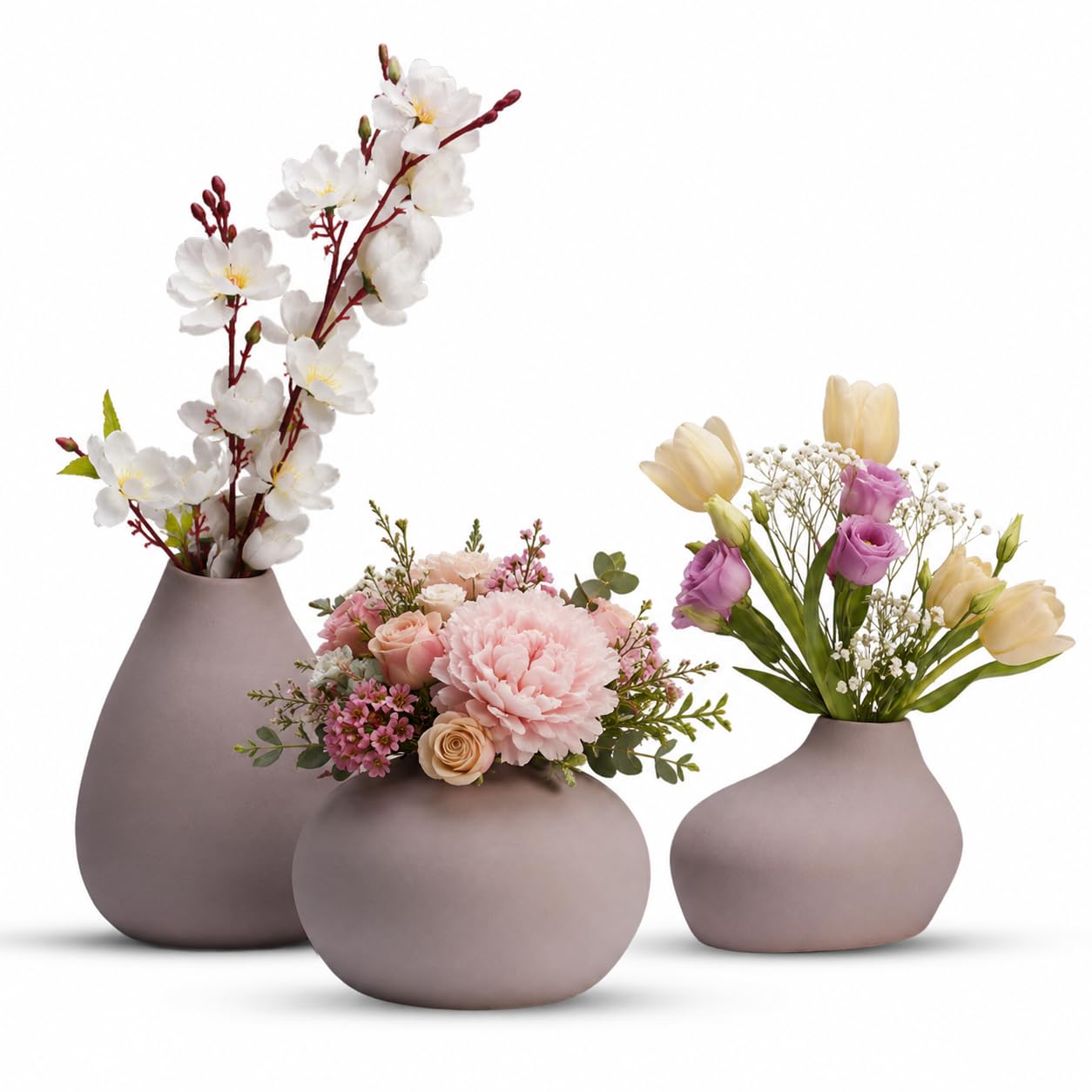 Bodhi House Ceramic Handcrafted Modern Abstract Art Minimalist Aesthetic Flower Vase for Home Dcor and Gifting Vases | Matte Finish | Decorative Flower Vase for Living Room (Grey)-image-48