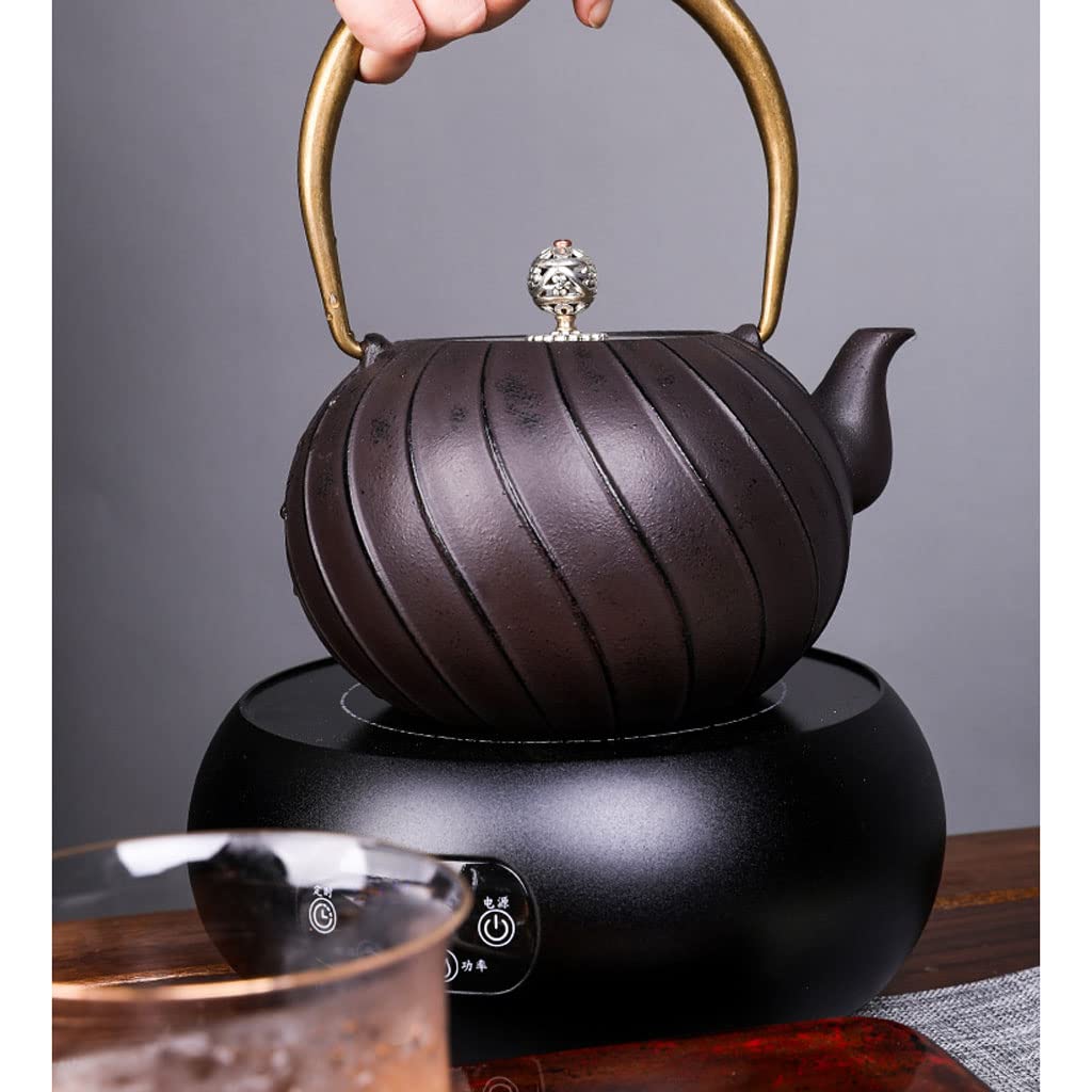 Théière en fonte avec poignée en cuivre 1200 ml/40 oz bouilloire à thé théière japonaise Tetsubin enduite avec intérieur émaillé