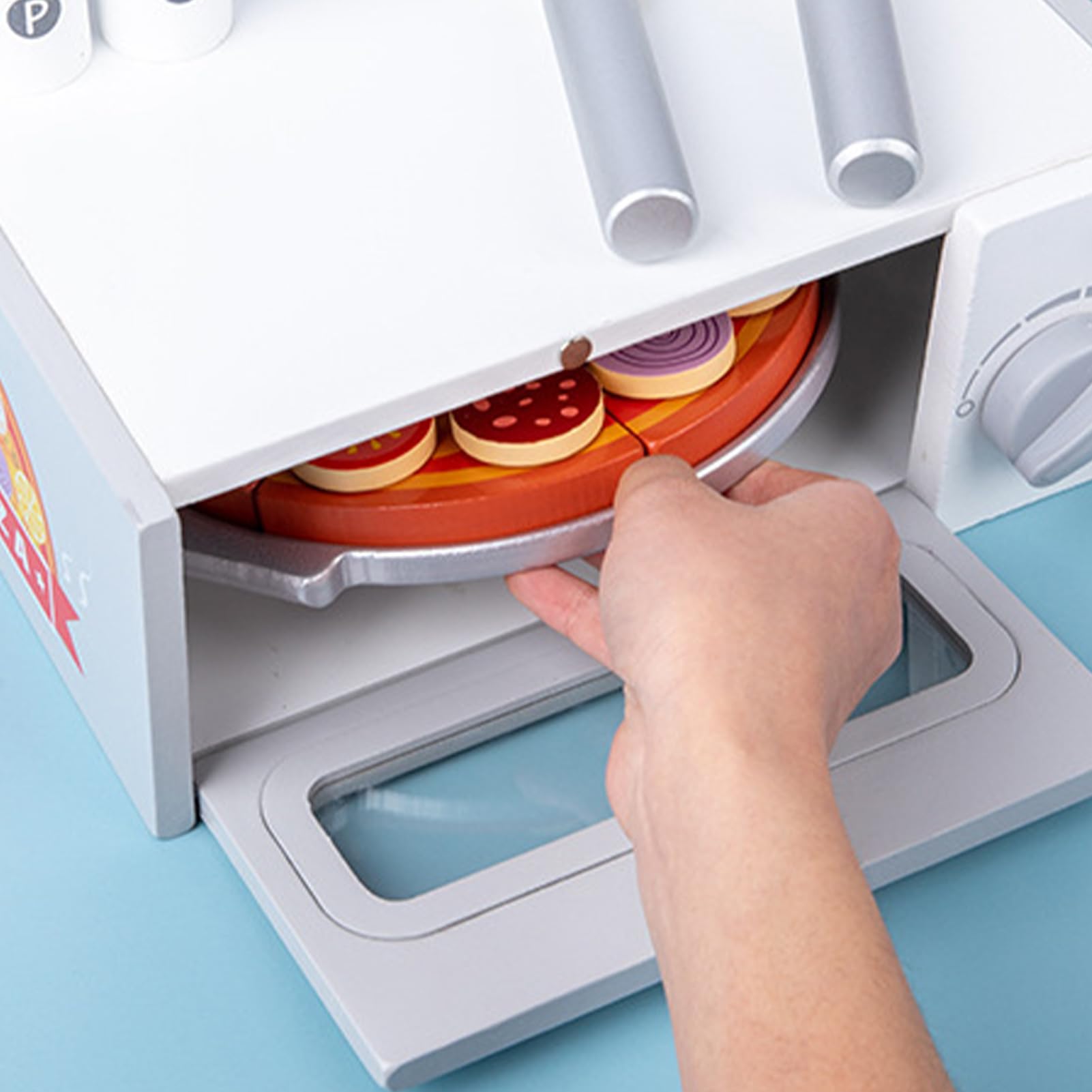 Set di Giocattoli Pizza in Legno per Bambini Attività Educativa di | Alimenti Finti per Cucina dei Bambini Per Bambini e Bambine 3 Anni Ideale per Feste di