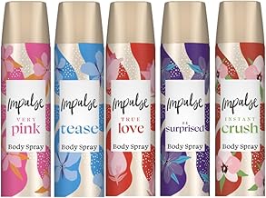 Impulse Body Spray 75ml 5-Pack Gift Set – Tease, Very Pink, True Love, Be Surprised & Instant Crush – Women’s Fragrance Sprays – Packed by Black Nore Gifts