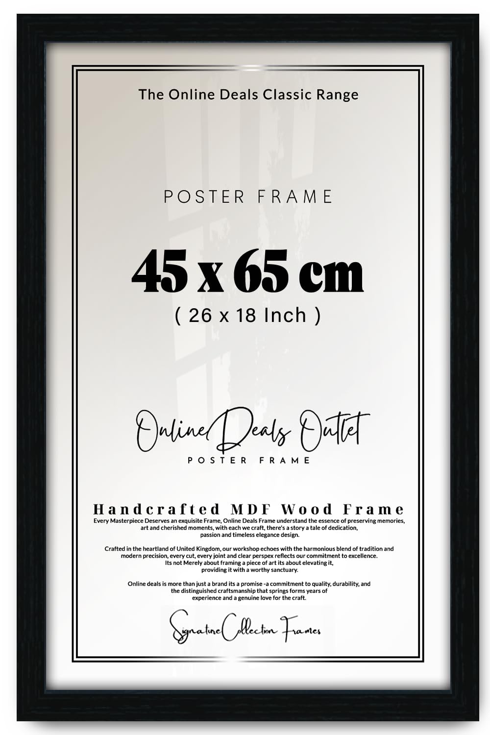 Online Deals | MDF Poster Frame (45 x 65 CM) 45 for Inspirational Quotes, Spiritual & Cultural Heritage Art, Elegant MDF Wood Finish, Secure Hooks [ Black ]