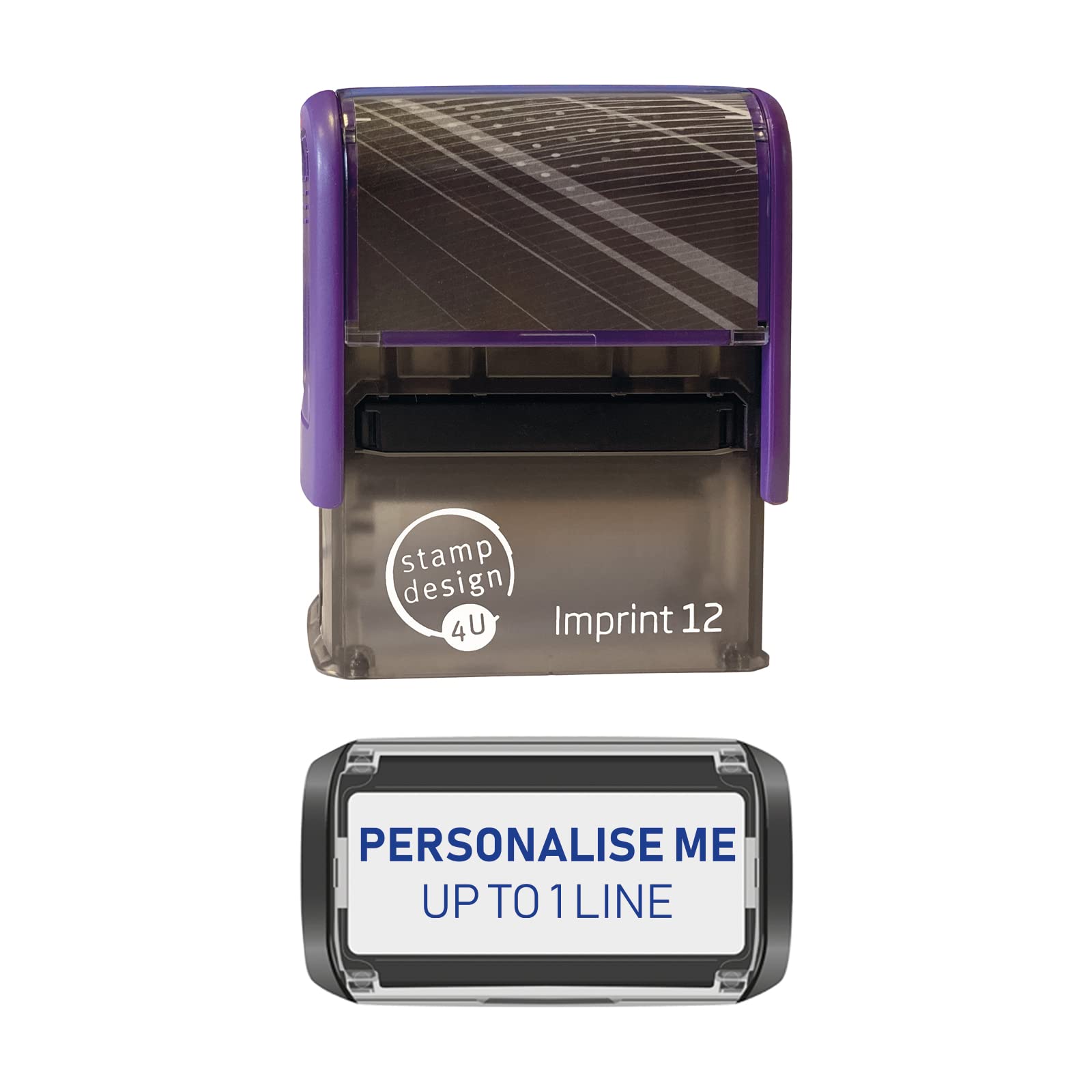 Stamp Design 4U Imprint 12 48x18mm 1 Line Personalised Stamp Premium Custom Made Self-Inking Business Address Rubber Stamp with Blue Ink
