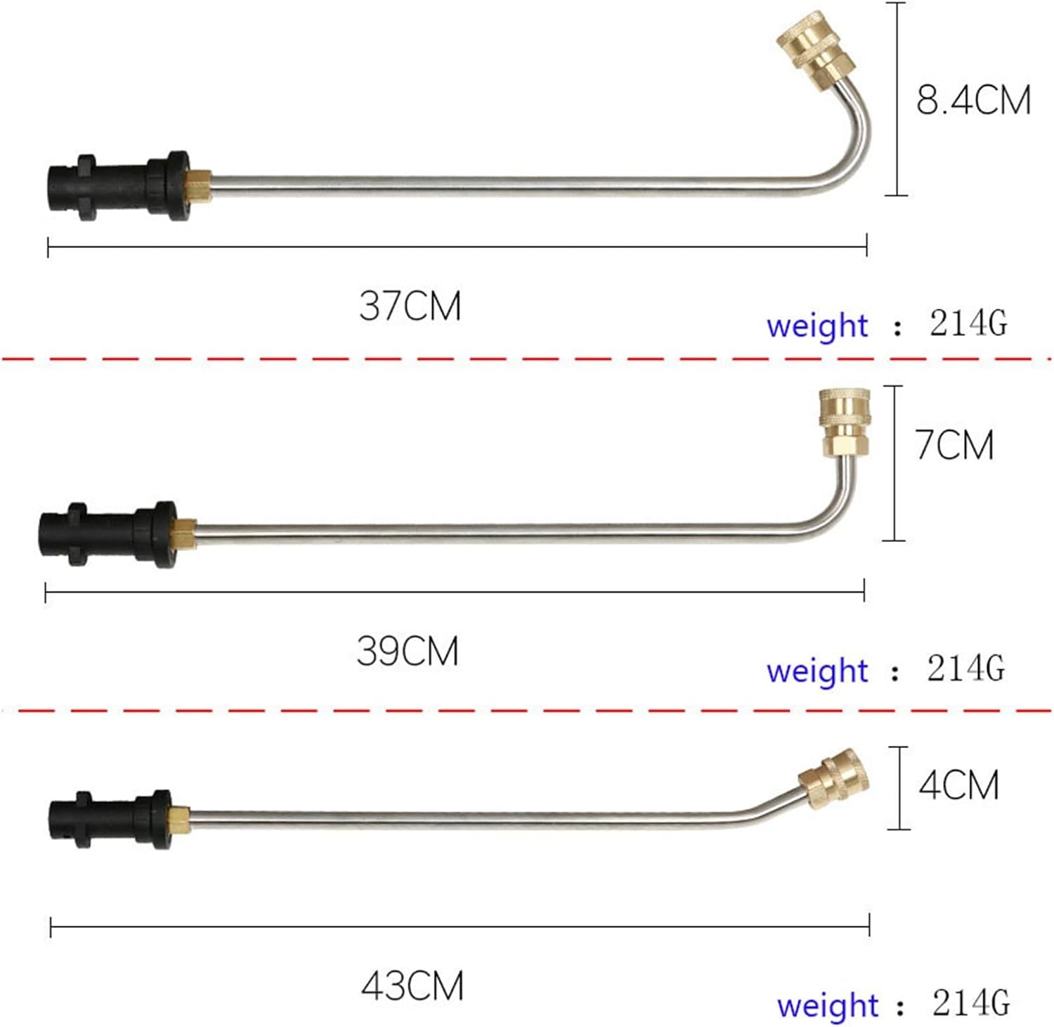 SSIMOO Pressure Washers Gutter Cleaning Wand Tip Metal Jet Lance/Wand 1/4" Quick Connect Compatible with K2 K3 K4 K5 K6 K7(D)