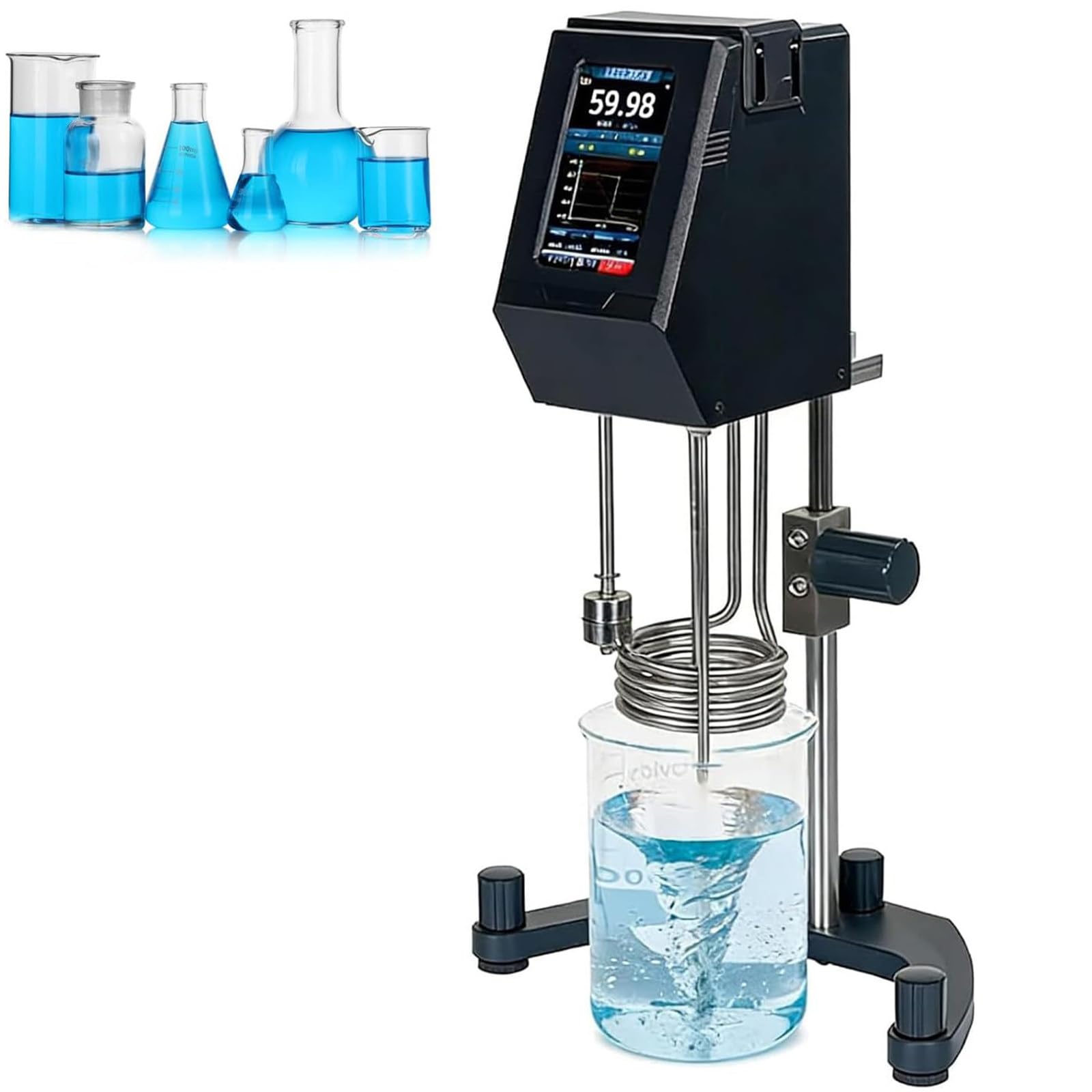 Agitatore elettrico sopraelevato, capacità 30 l, LCD da 5 pollici, controllo di programma a 100 segmenti, intervallo di temperatura da +5 °C a 150 °C, ideale per laboratori, alimentari, industrie