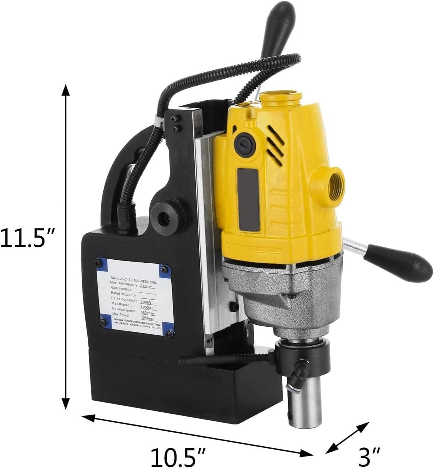 Perceuse électrique magnétique, 1100 W avec 11 forets, 550 tr/min, facile à utiliser pour les débutants et les professionnels, idéale pour le perçage du métal et les projets de bricolage