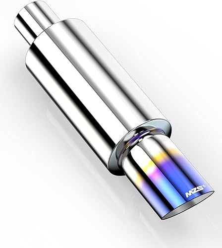 Miniatura 1 de MZS Silenciador de escape, recto a través de la punta de escape de acero inoxidable de 15 pulgadas de largo, 2 pulgadas, entrada de 3 pulgadas,