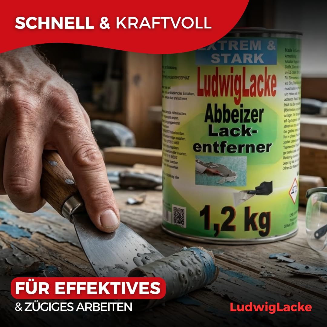 Der Originale LudwigLacke Abbeizer Lackentferner 2x1,2 kg, für Holz und Metall – (Kraftvoller Farbentferner) für (professionelle Ergebnisse) für Metal und Holz