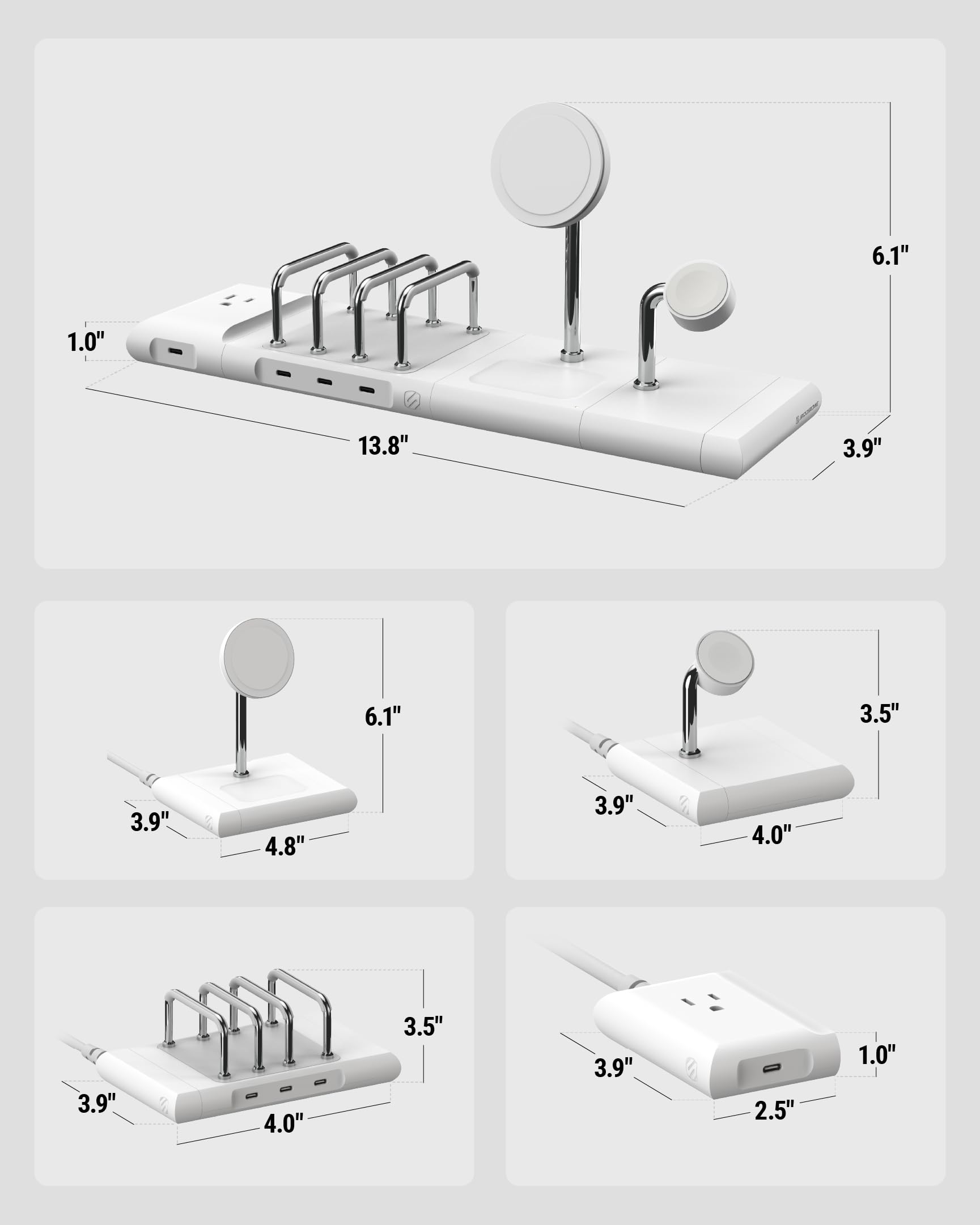 Scosche BaseLynx 2.0 Pro Stazione di ricarica modulare: supporto wireless MagSafe per iPhone, pad di ricarica AirPods, caricabatterie per telefono per più dispositivi, caricabatterie Apple Watch e