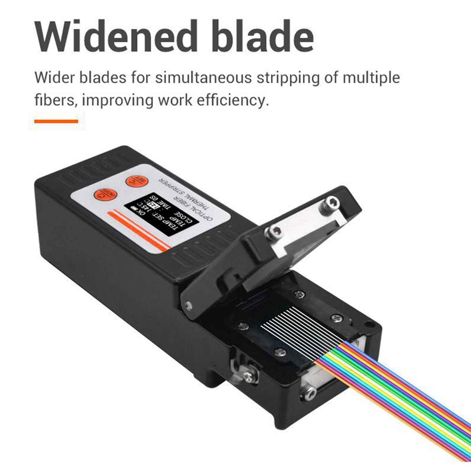 VBESTLIFE Pelacables Térmicos de Fibra óptica, Herramienta Portátil de Pelado en Caliente con Pantalla LCD y Batería Recargable, para Pelado de Fibra óptica de 1 a 48 Núcleos