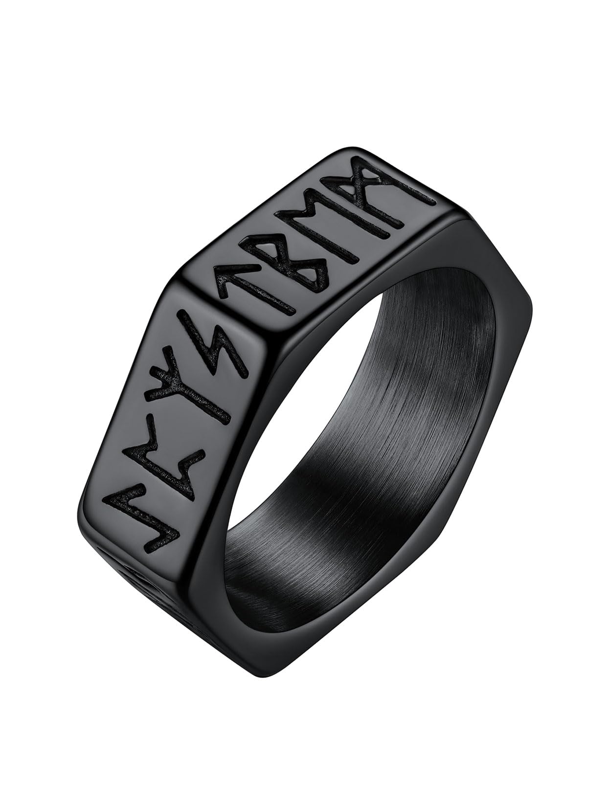 Richsteel Alfabetos Runas Vikingas Anillos Hexágonos de Meñiques Dedos Medio, Puede Poner Nombres, Tallas y Colores Variados