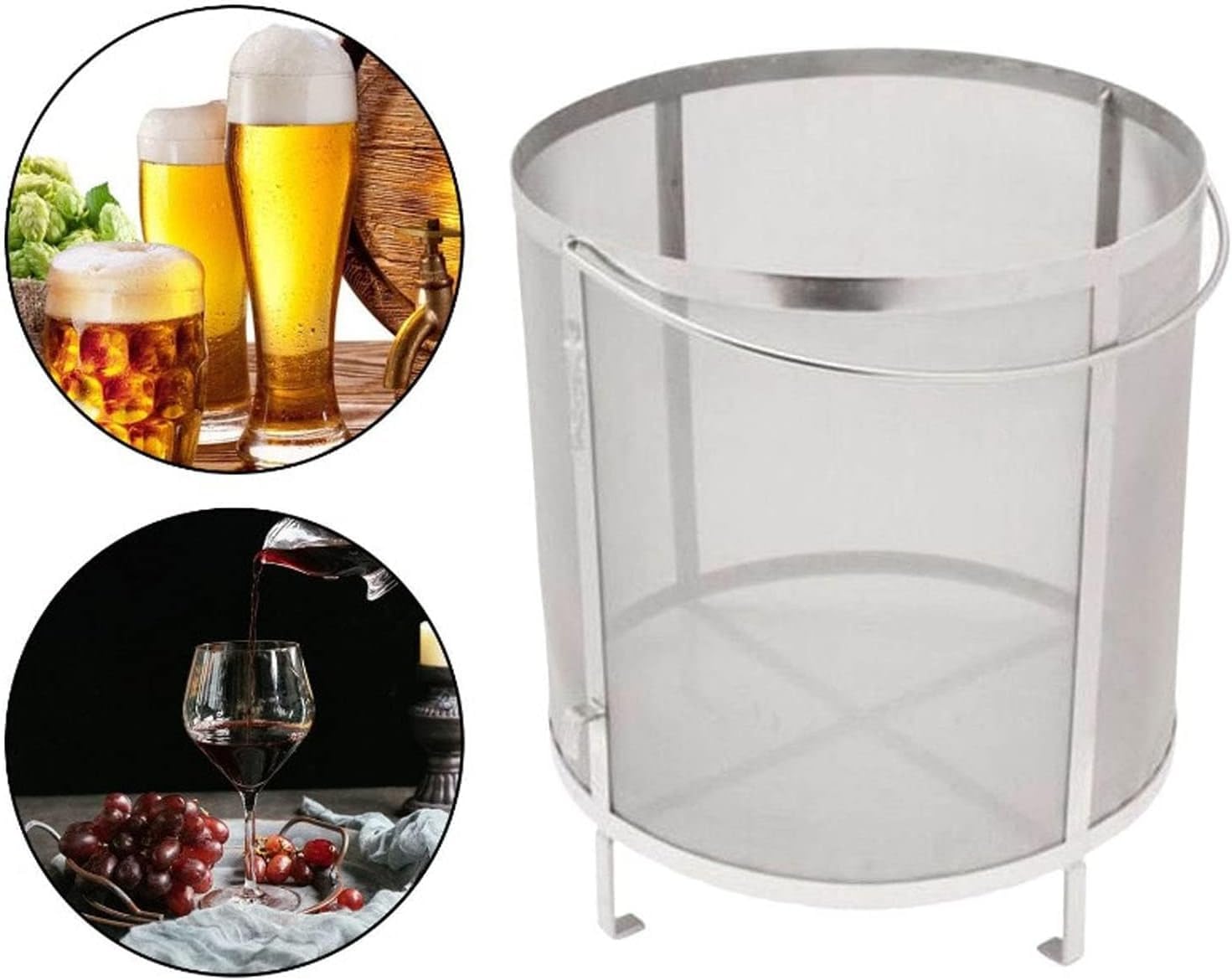 Filtro De Cerveza De Acero Inoxidable Con Malla Micrométrica, Colador De Barril Para Elaboración De Cerveza Con Soporte, Para La Elaboración Casera De Cerveza Y Vino.