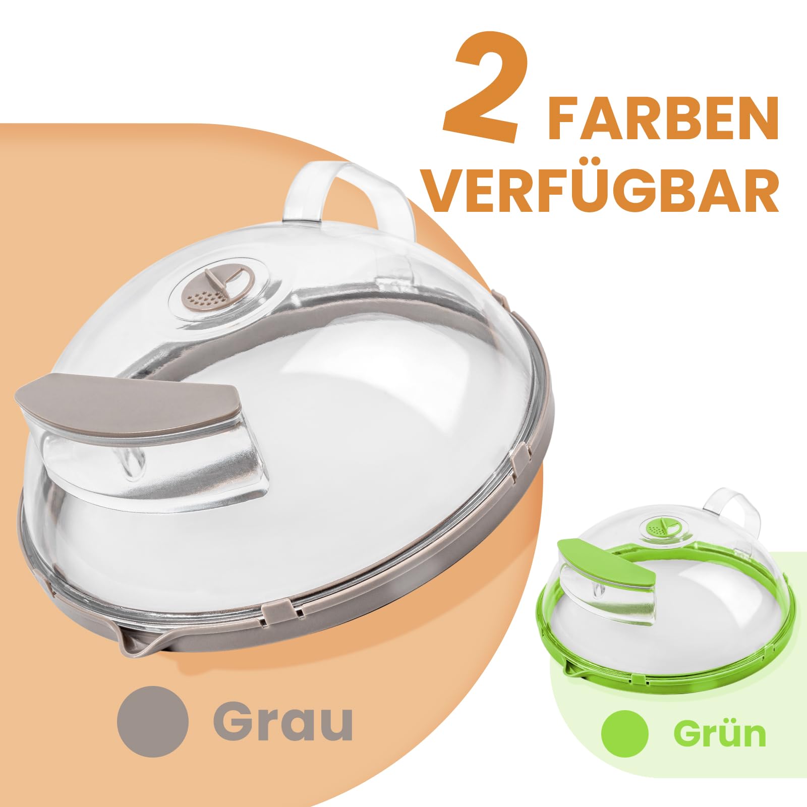Mikrowellen Abdeckung für Lebensmittel, verbesserte Microwellenabdeckungen mit Wasserdampfer, integrierter Griff, 30cm Abdeckhaube Mikrowelle, Küchenhelfer & Zubehör, House Essentials for Gift, Grau