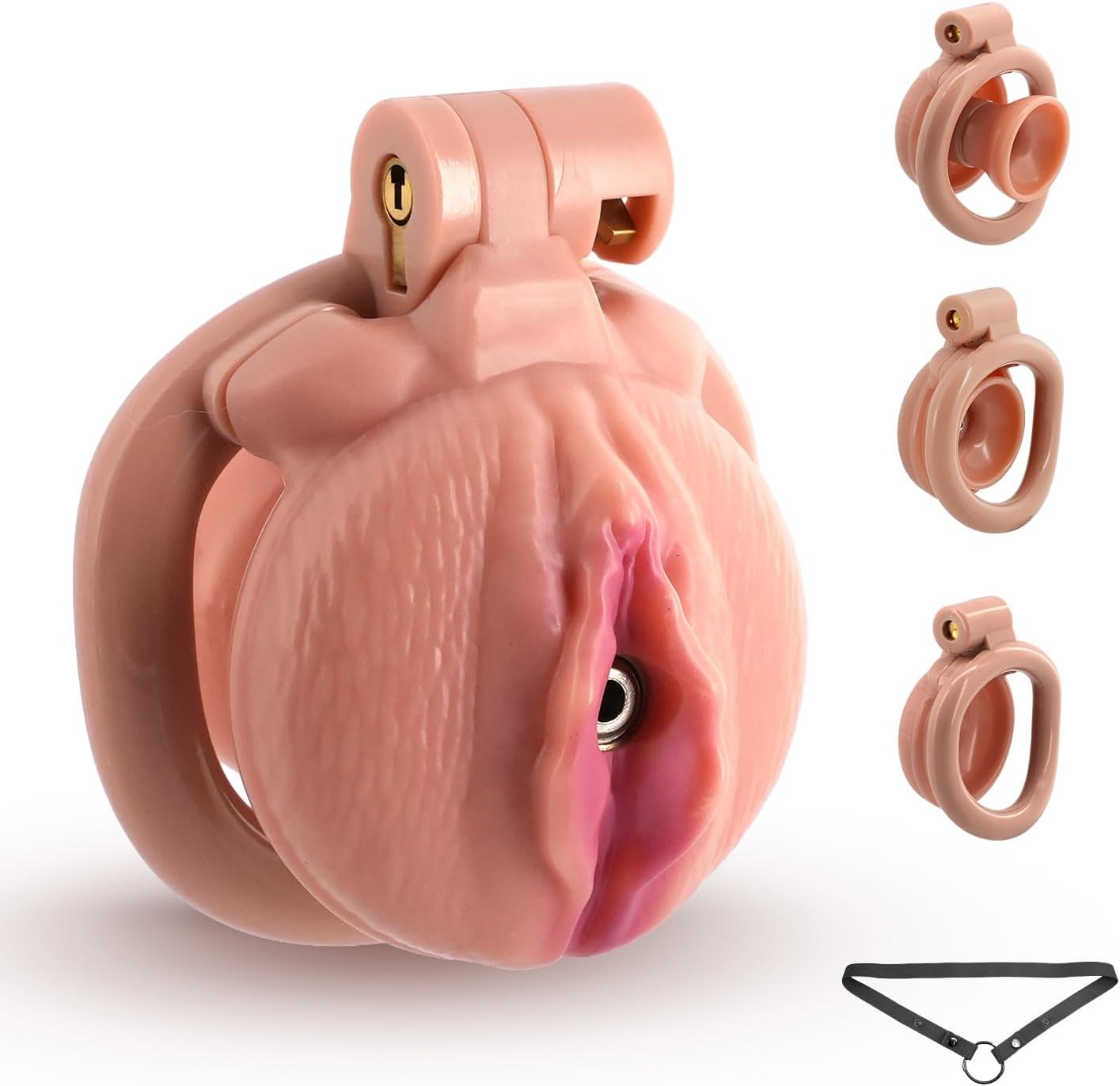 Inverted Chastity cage - Resin Chastity Devices with Negative Bondage Gear and Chastity Belt, Lightweight Cock Cage with 4 Sizes Rings and Invisible Lock, Adult Sex Toys for Man Penis Exercise(Skin)