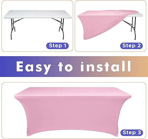 Miniatura 8 de Nasitos Paquete de 2 manteles rectangulares de elastano para mesa plegable de 6 pies, resistentes a las arrugas, para bodas, fiestas, bufé, baby