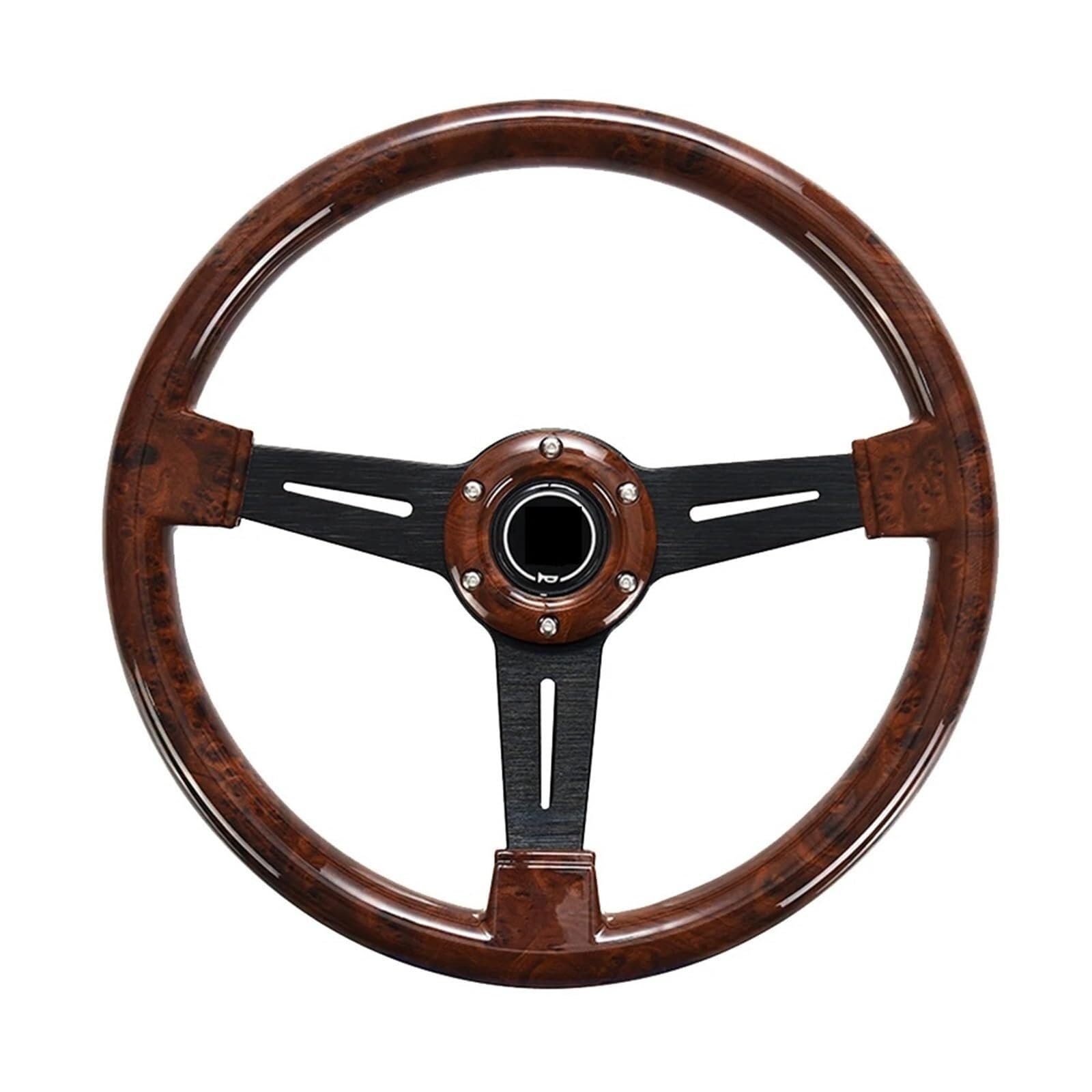 Volanti Auto Volante da corsa 14 pollici con venature del legno 350mm ND Volanti sportivi alla deriva mais profondo retrò logo universale(B)