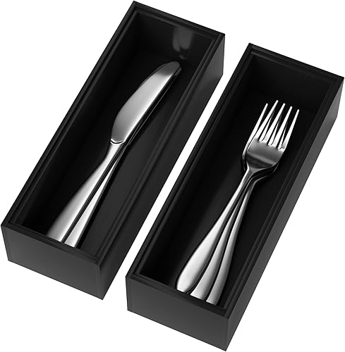 Miniatura 12 de Organizador de cajones de bambú, organizador de cubiertos pequeño para cajón de cocina, organizador apilable de utensilios, 2 unidades, organizador