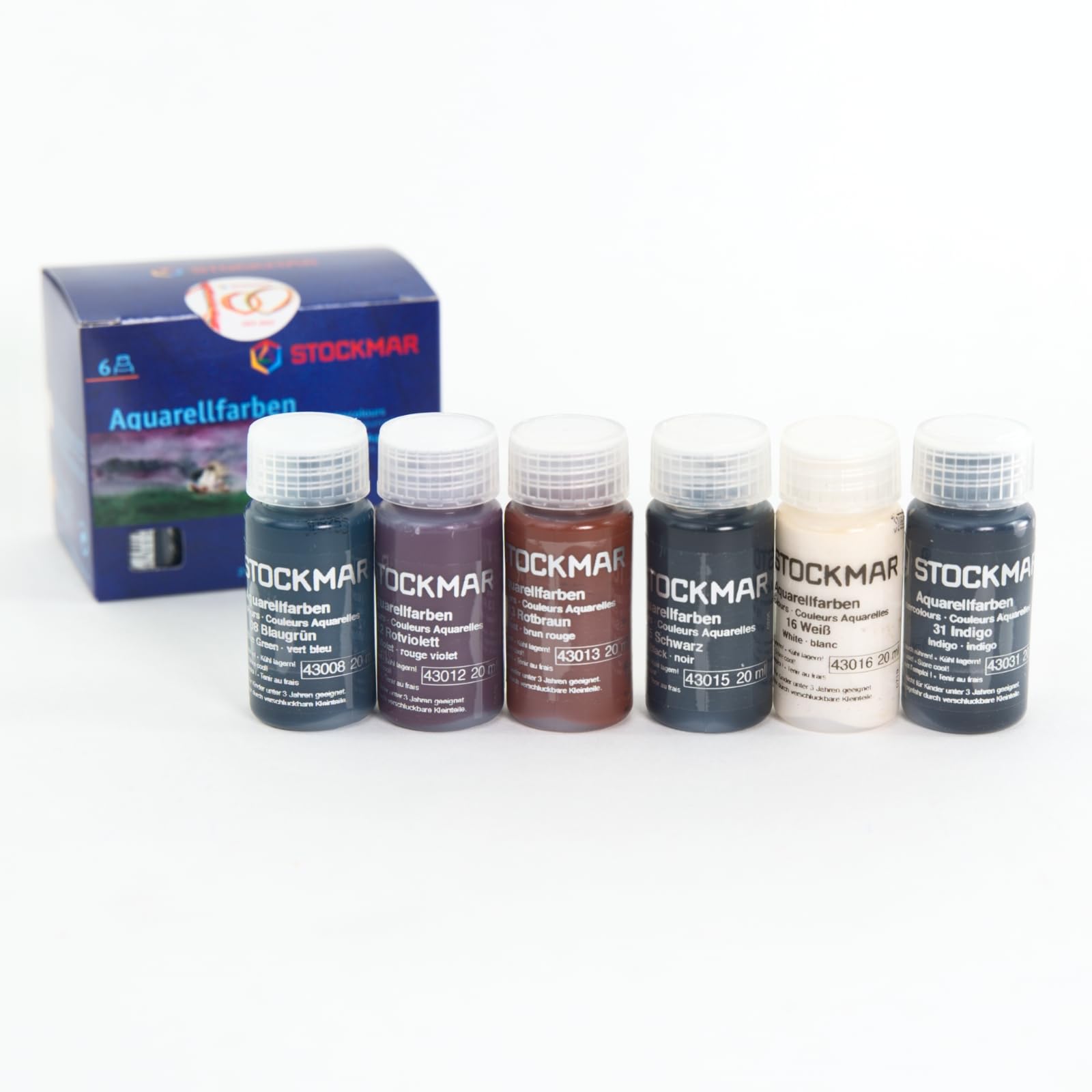 Stockmar Aquarellfarbe 20 ml, Ergänzungs-Sortiment 6 Farben im Kartonetui