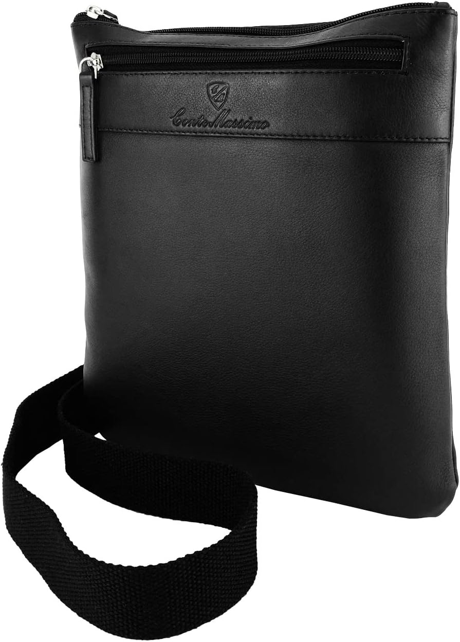 Conte Massimo Men's Bag With Adjustable Shoulder Strap, Multi Pocket In Genuine Leather