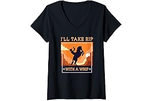 Cowgirl V-Neck Features "Rip With A Whip" Meme Graphic