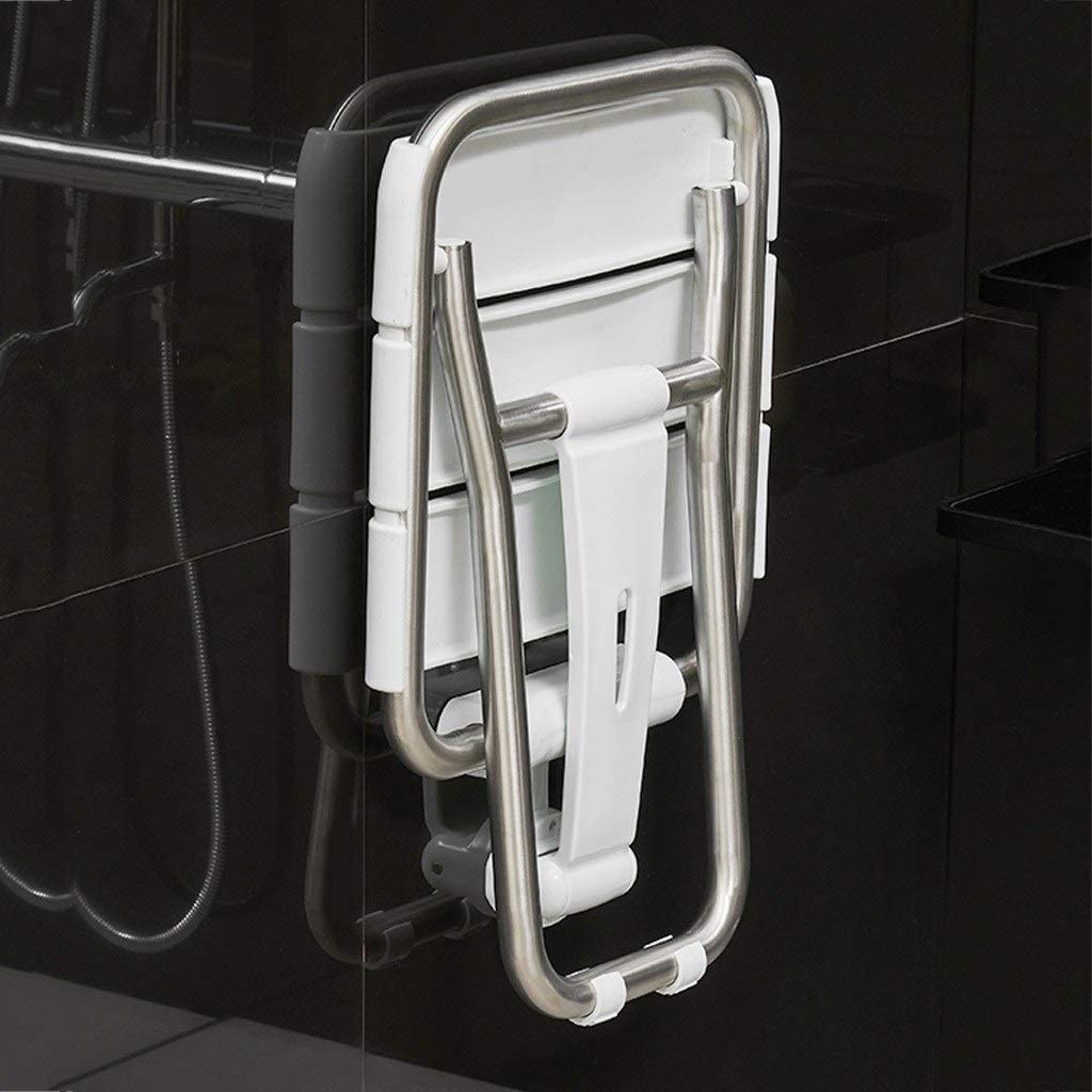 Taburetes de ducha de pared plegables antideslizantes Silla montada en la pared Asiento de ducha de baño plegable Banco de baño Cambio de zapatos Taburete for ancianos discapacitados, patas de acero i