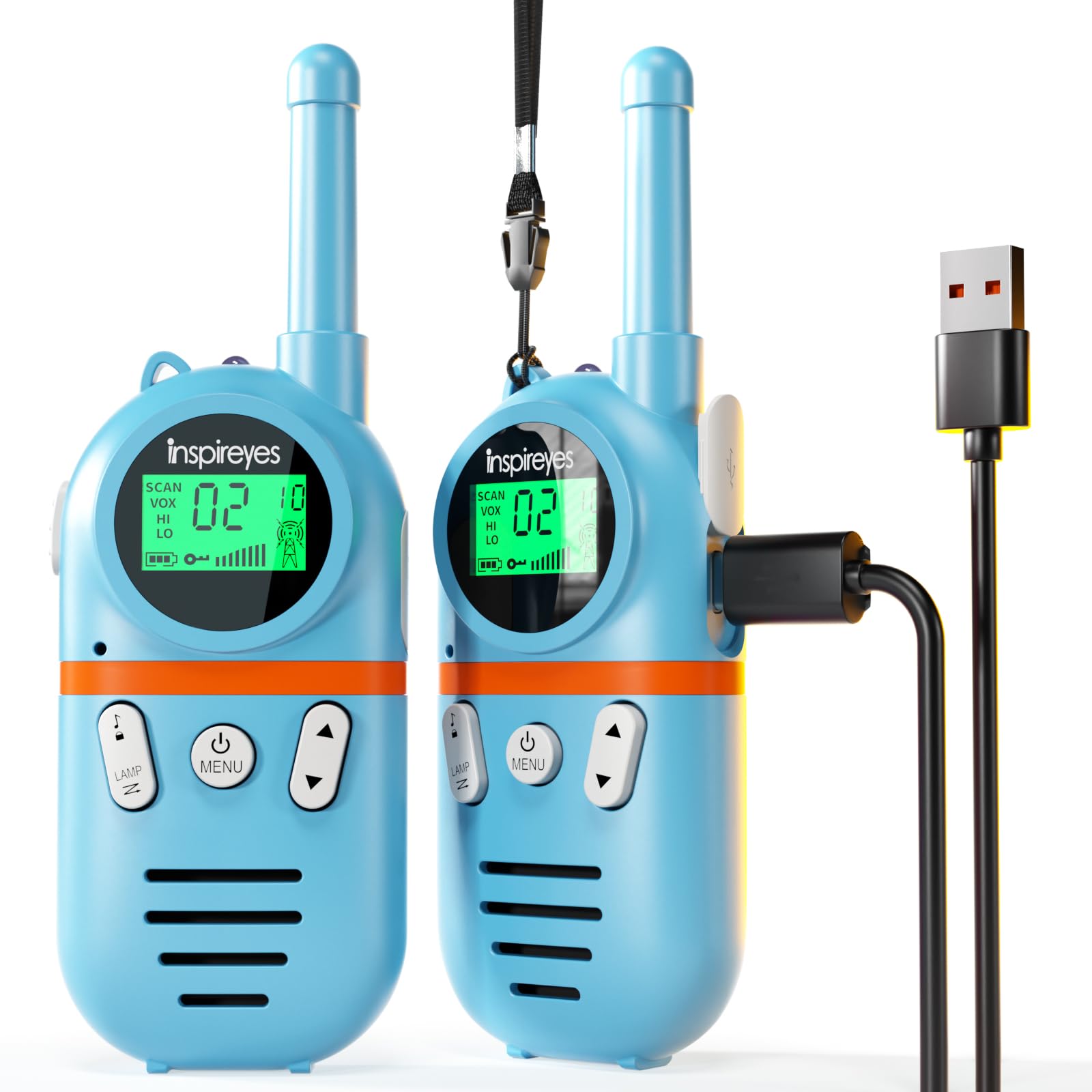 Sponsored Ad โ Inspireyes Walkie Talkies for Kids Rechargeable, Xmas Gifts & Stocking Stuffers for Boys Girls Ages 3-12, 2-Pack Kids Toys, Long Range 48-Hour Battery, Outdoor Camping Games Toys, Blue