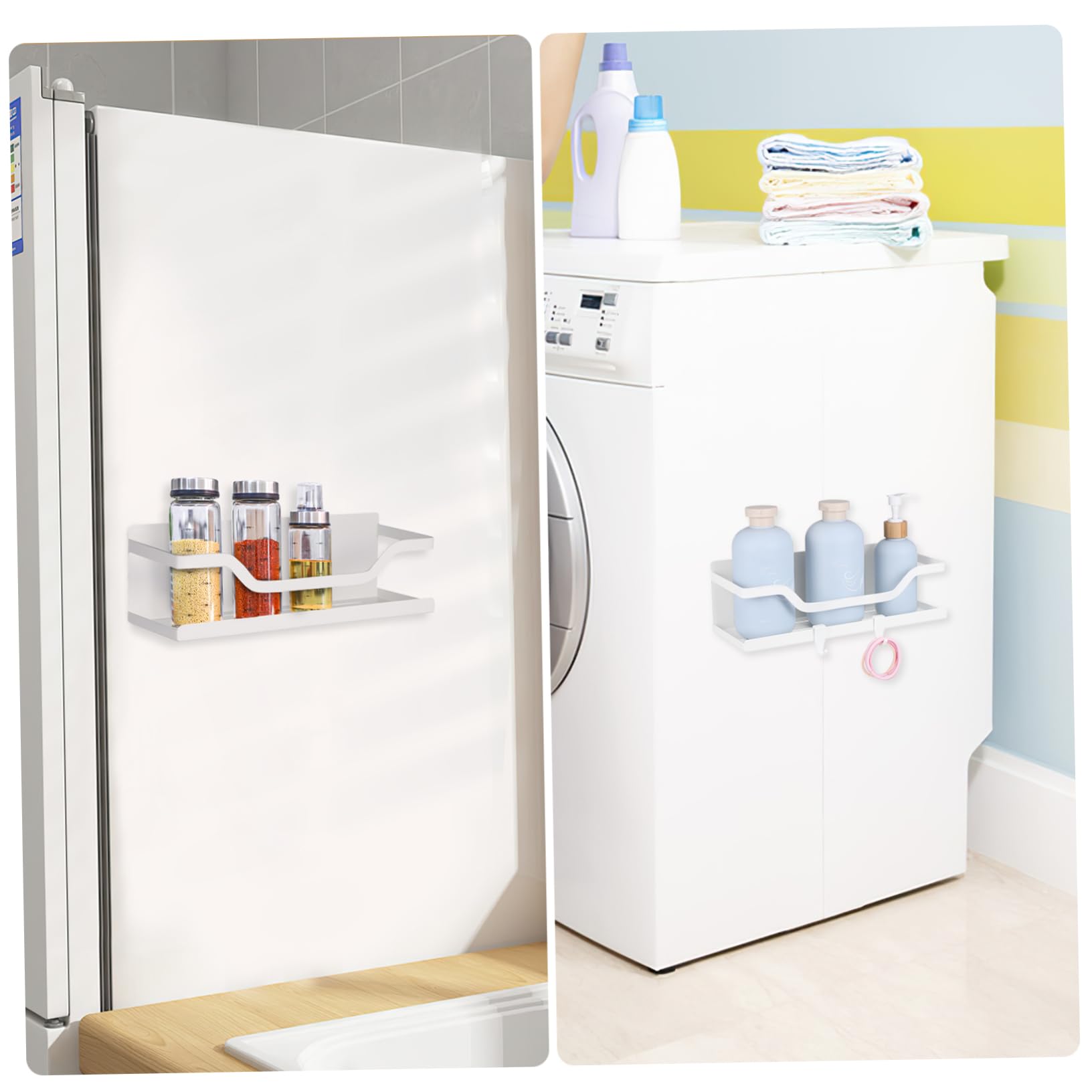 Zerodeko 2 Stück-pack Magnetisches Gewürzregal aus Kohlenstoffstahl Widerstandsfähig gegen Flecken Weiß Vielseitig Einsetzbar für Küchenlagerung Am Kühlschrank