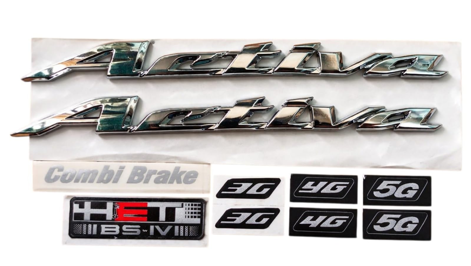 Chrome Activa Emblem Sticker Set, Compatible with Honda Activa, Includes 3G, 4G, 5G, Combi Brake and HET BS-IV Badges-image-49