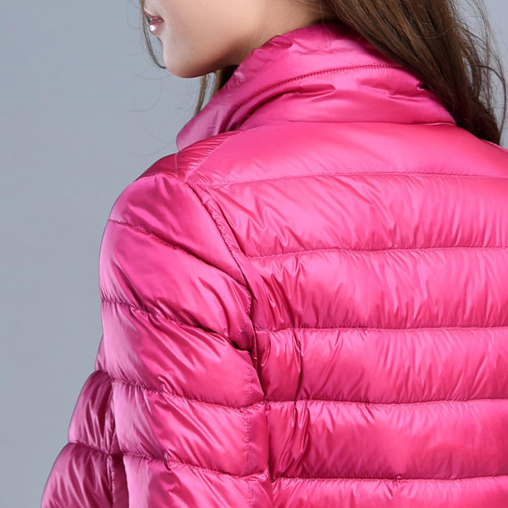 Chaqueta de plumón Ligera y compacta de Invierno para Mujer, Acolchada, con Cuello Alto, Cortavientos, cálida y de montaña, Corte Entallado.