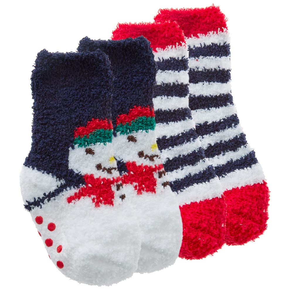 Metzuyan Baby Boys Baby Girls Unisex Xmas Fluffy Socks Christmas Bed Socks Snowman 0-2.5