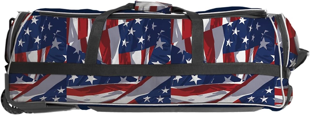 Boombah Brute Rolling Bat Bag 2.0-35" x 15" x 12-1/2" - USA Independence Navy/Red/White - Holds 4 Bats and Room for Gear - Wheeled Bag