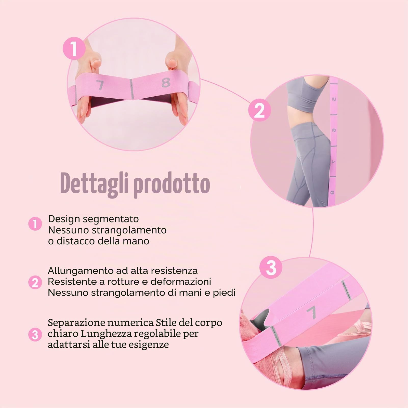 Fascia per esercizi Yoga Stretch Bande con 11 anelli- Bande di resistenza per yoga, pilates, danza e fitness, regolabile e durevole, per adulti