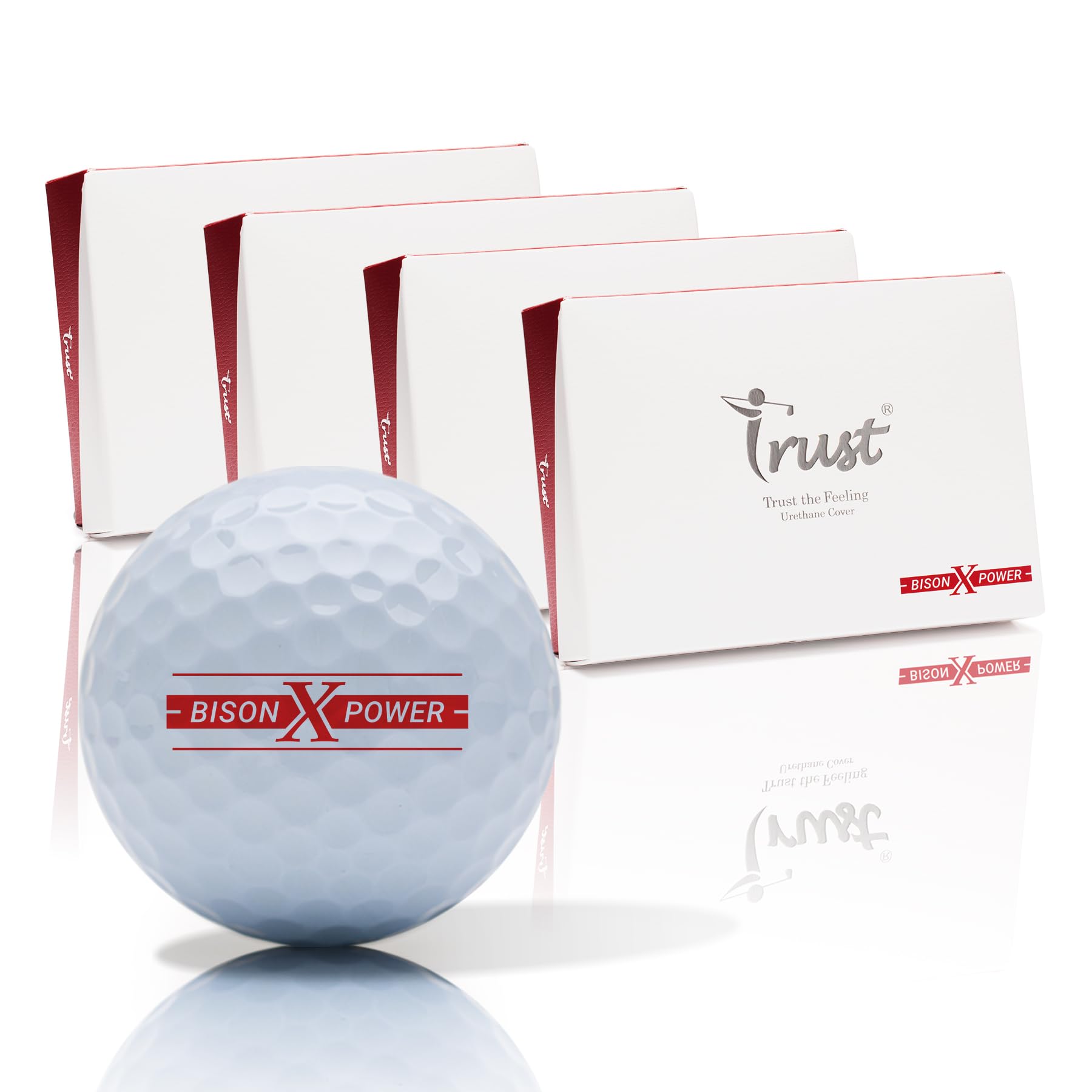 Trust Golf Bison Power Series - Bison X Tour-Grade Urethane Golf Balls | Max Spin Control | White, 48 Balls