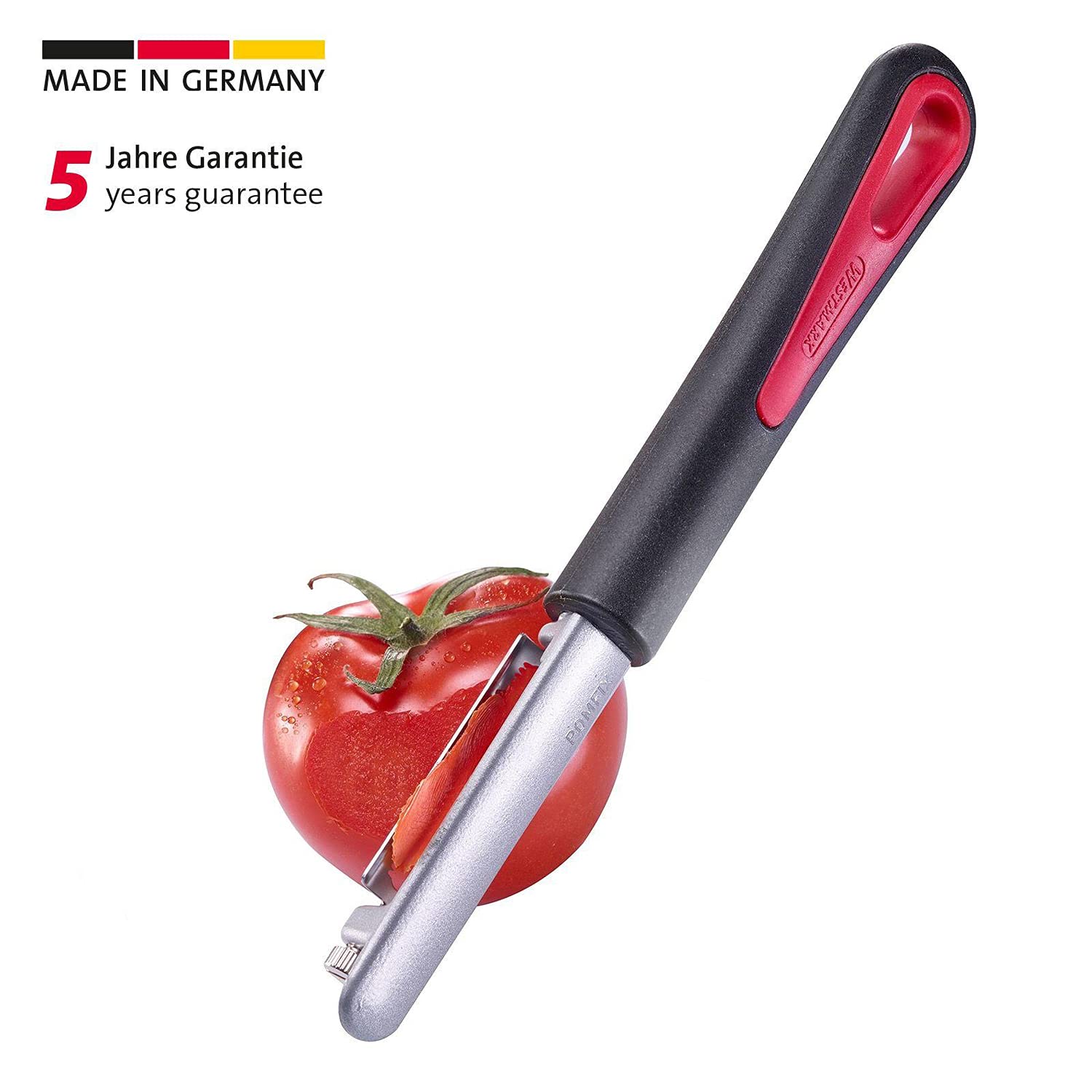 Westmark Tomato Peeler Tomfix Gallant, 7.3 x 0.9 x 0.7 inches, Black/Silver/Red