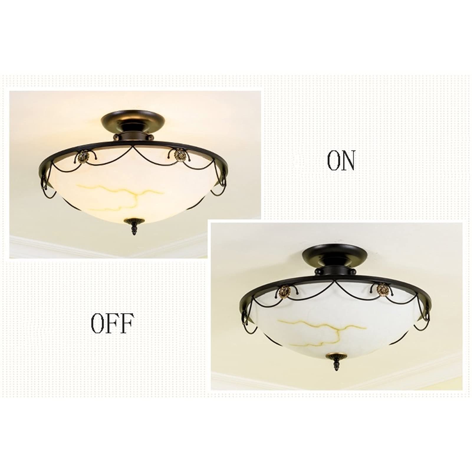 Lampa sufitowa American kutego żelaza okrągła lampa sufitowa, ręcznie szczotkowane lampy szklane, domowa lampa sufitowa LED, ciepły korytarz korytarz balkonowy lampy sufitowe Oświetlenie sufitowe
