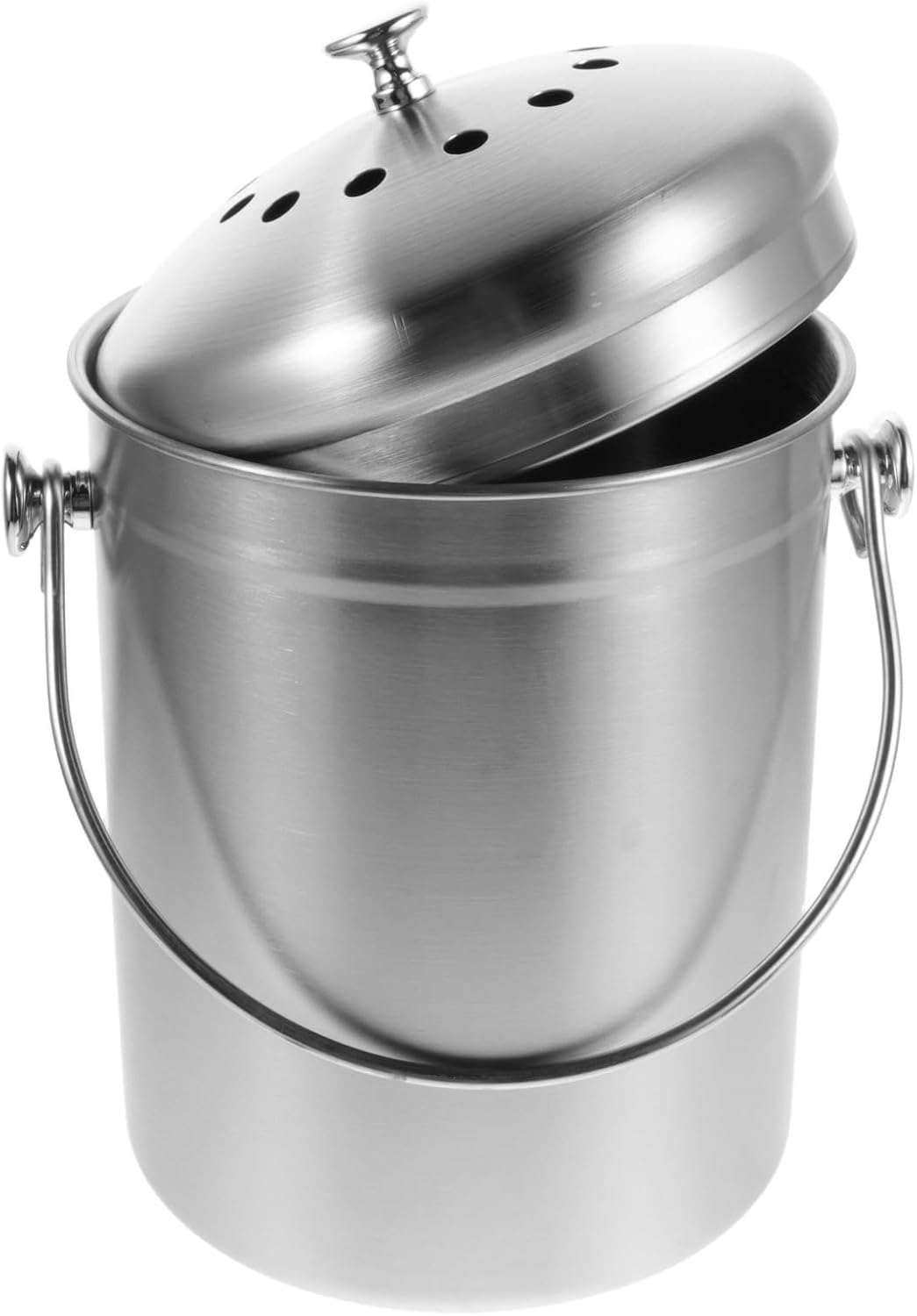 5l Stainless Steel Compost Bin with Lid for Kitchen Countertop