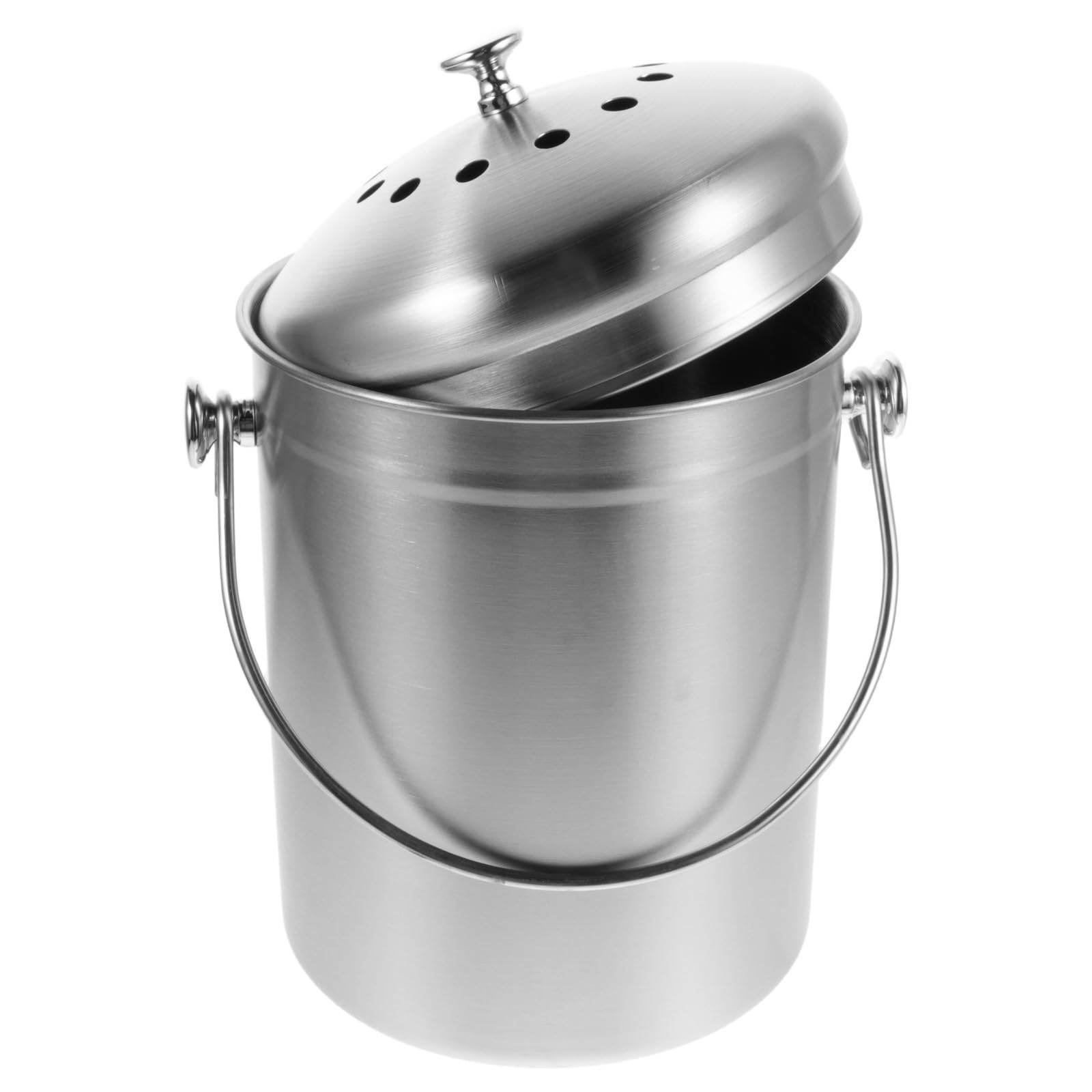 BETOOKY Edelstahl Komposteimer für Küche 5l mit Deckel und Aktivkohlefilter Platzsparendes Design und Verschleißfest für Bioabfälle und Obstreste im Innenbereich