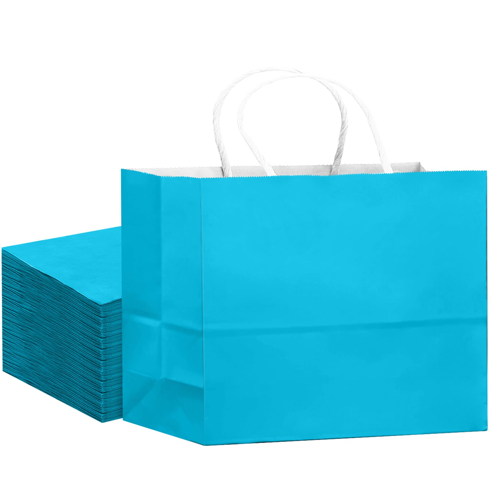 Gcardist 24PCS Large Gift Bag with Handles Bulk 13"x4.5"x10" Paper Gift Bags Lake Blue Bags Multiple Uses (32x11x25cm,Wide Large)