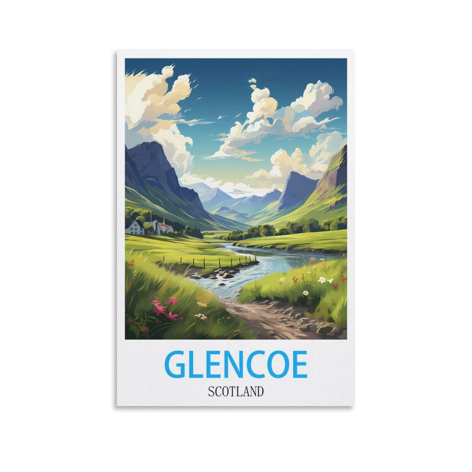 JYICUNCHO Glencoe Scotland Vintage Travel Posters 16x24inch(40x60cm) Canvas Prints Wall Art Paintings Pictures for Living Room Bedroom Wall Decor