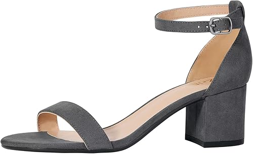 Miniatura 2 de ZriEy Sandalias de tacón grueso para mujer, sandalias de plataforma con tiras y puntera abierta, correa de tobillo, hebilla ajustable, zapatos