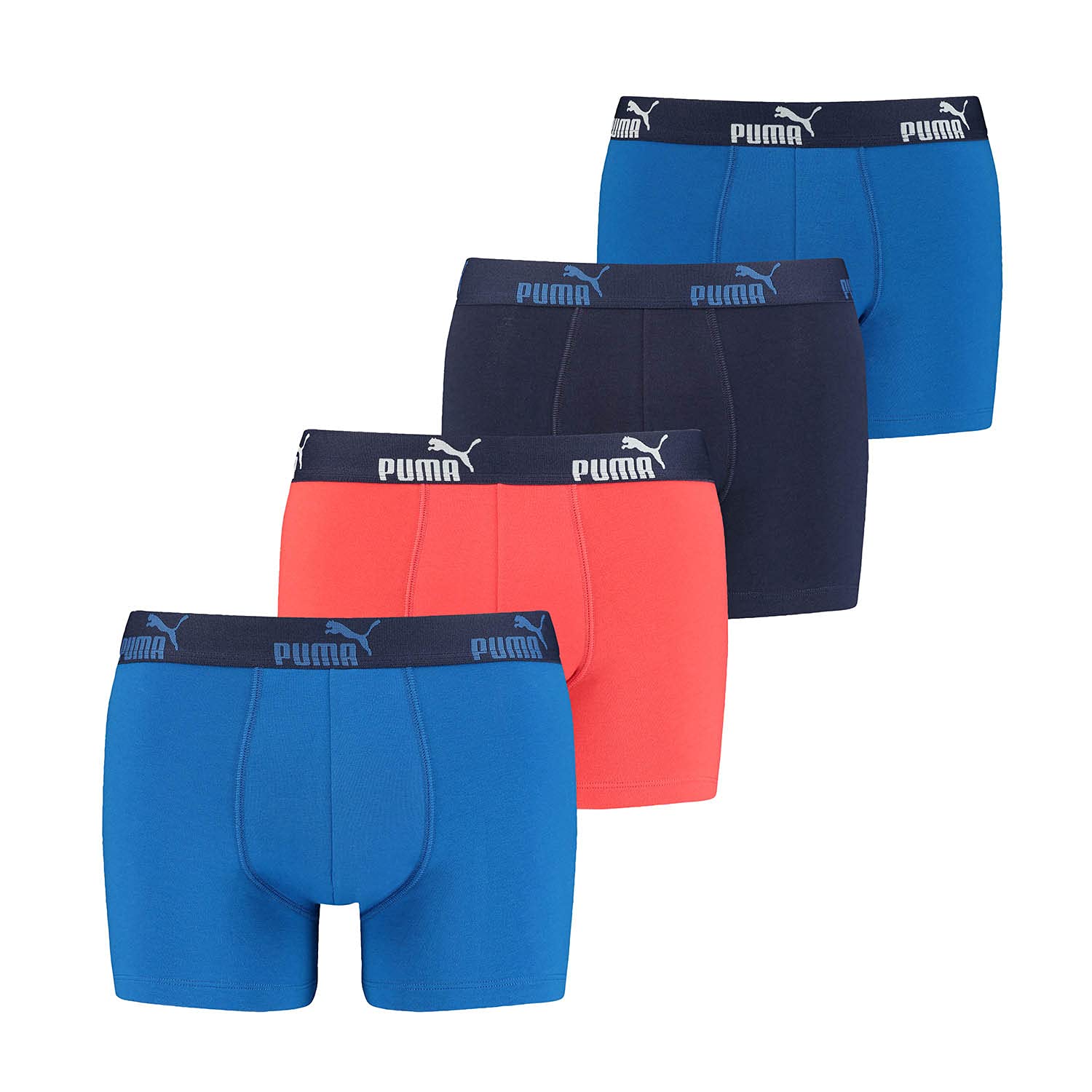 Mens 4 Pack Cotton Stretch Boxer Shorts with Logo Waist Band