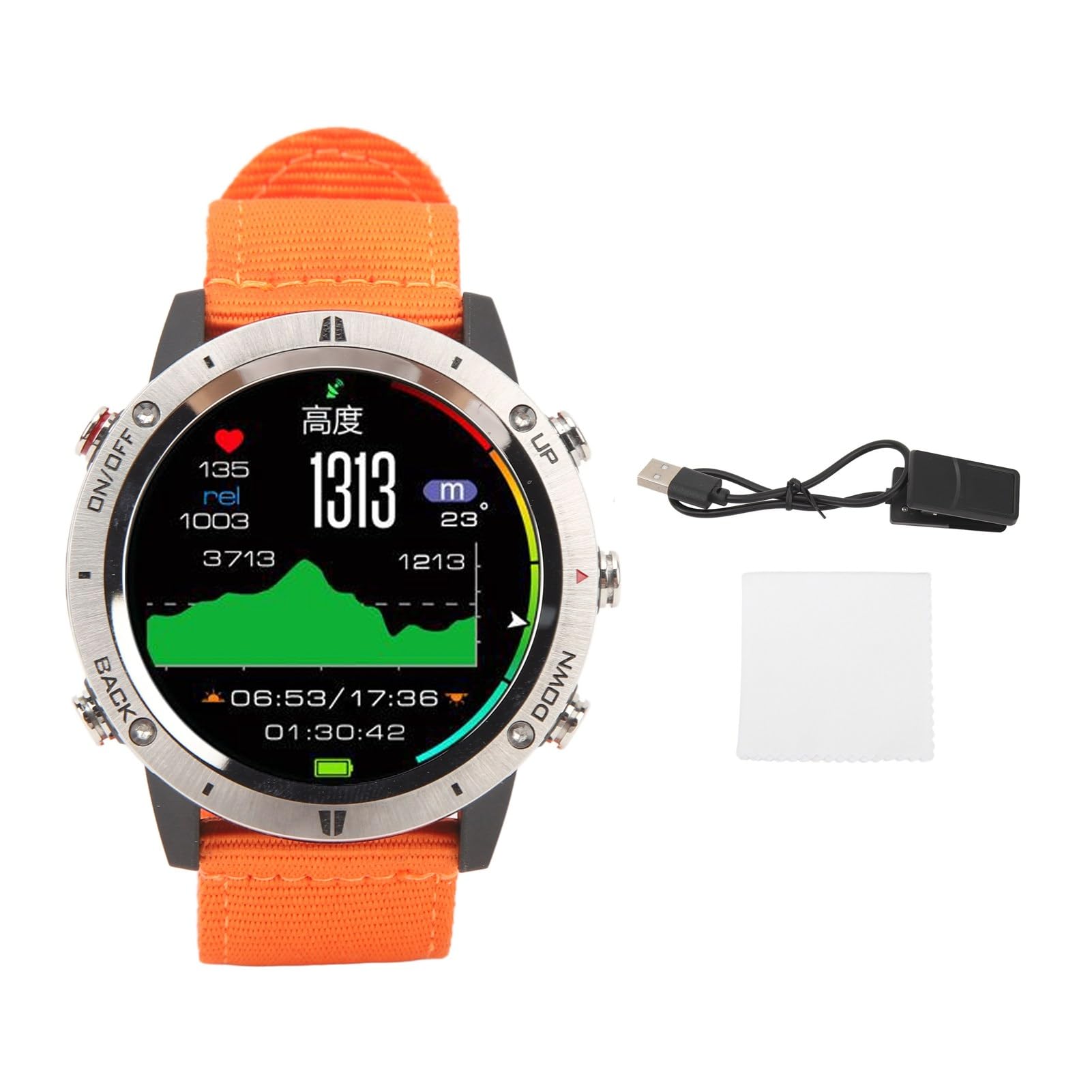 DAUZ Smart Watch sportivo da 1,28 pollici IPS TFT Full Touch Screen Orologio intelligente da uomo impermeabile fino a 50 m Controllo musicale per arrampicata