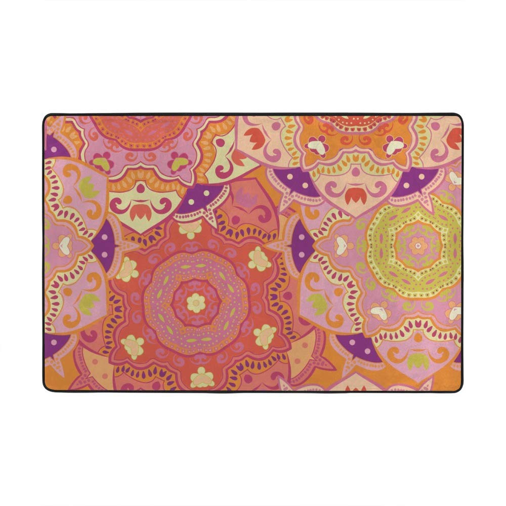 Tapis de salon orange 160x122 cm anti-froid en velours doux